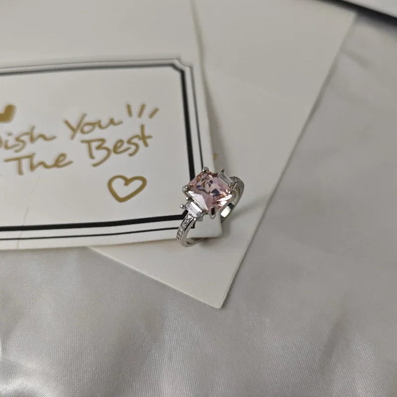 Exklusiv ring äkta silver med rosa ädelsten Morganite