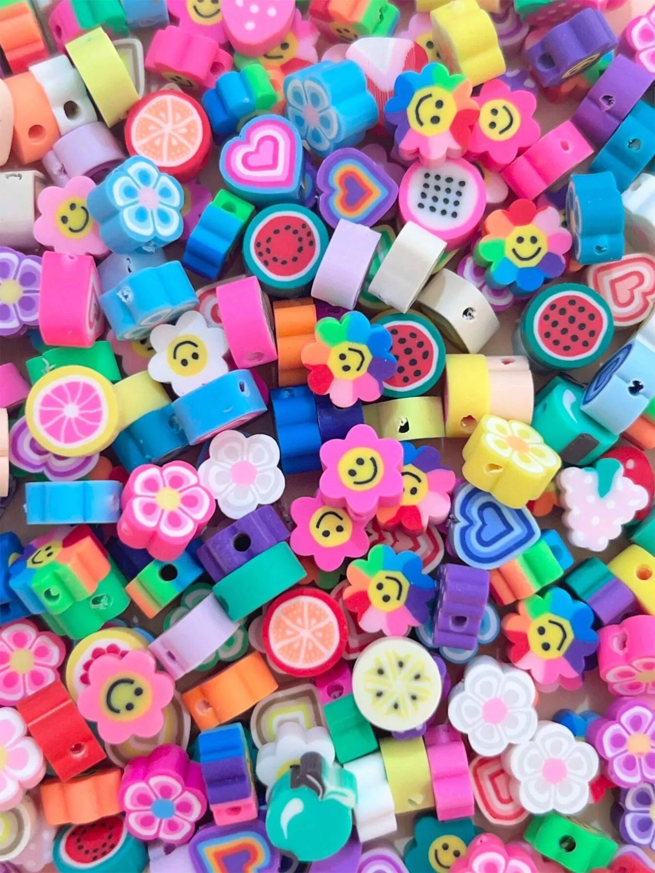 Beads polymer clay Fruits Flowers Hearts