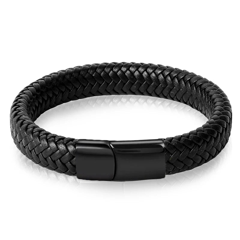 Armband vit flätad läder