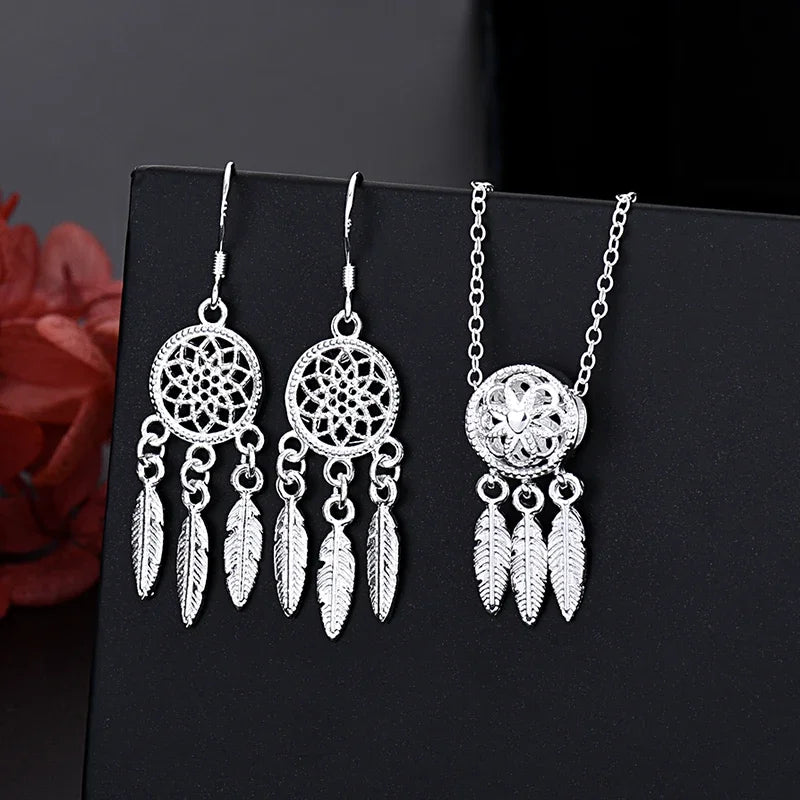 Bohemian Halsband & örhängen set i äkta silver