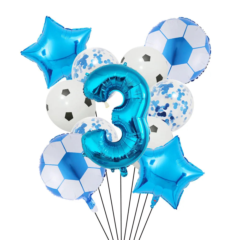Ballong set med siffra och fotbolls motiv