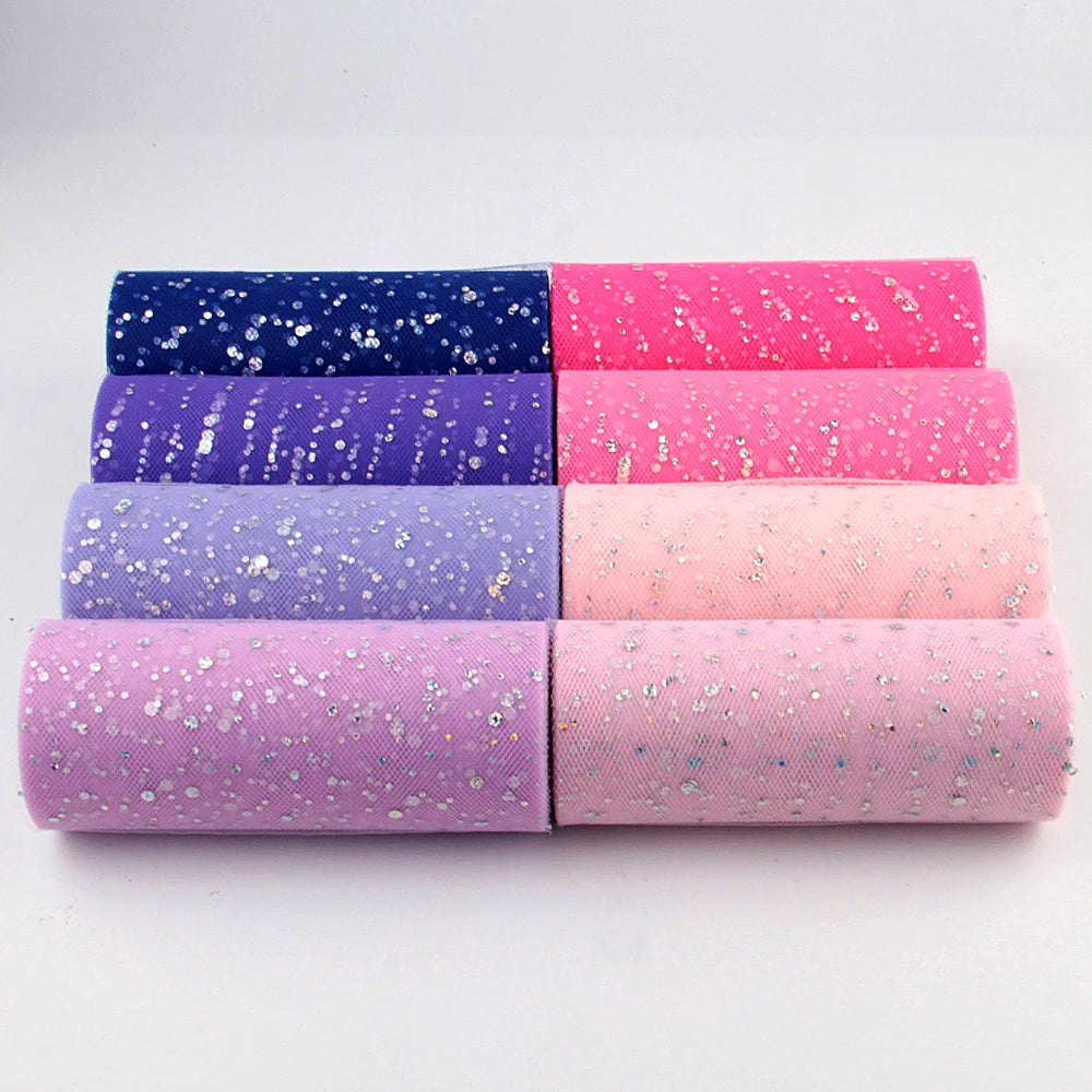 Tulle fabric with glitter sequins