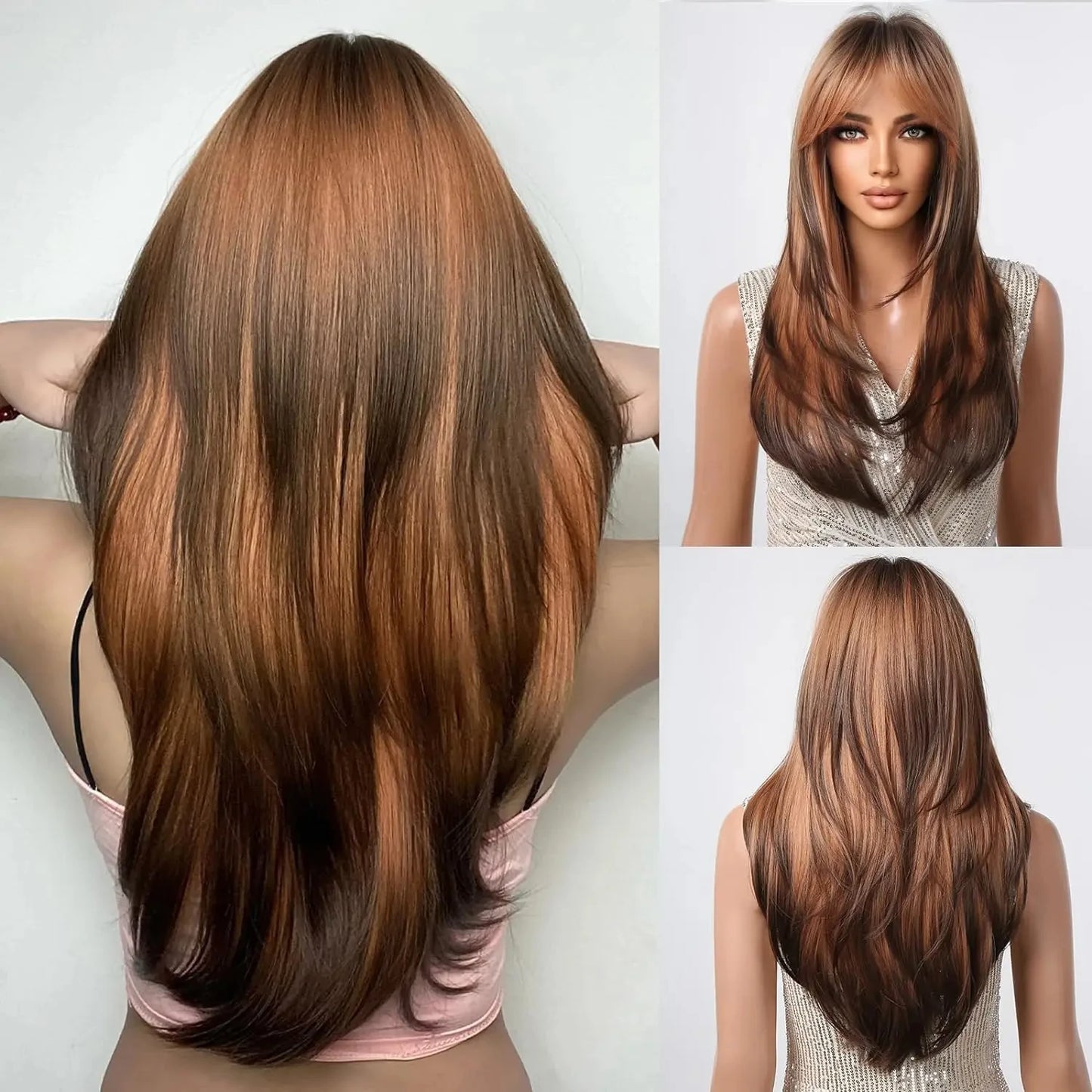 Wig with straight medium-length hair