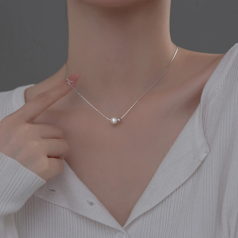 sterling silver necklace with pearl
