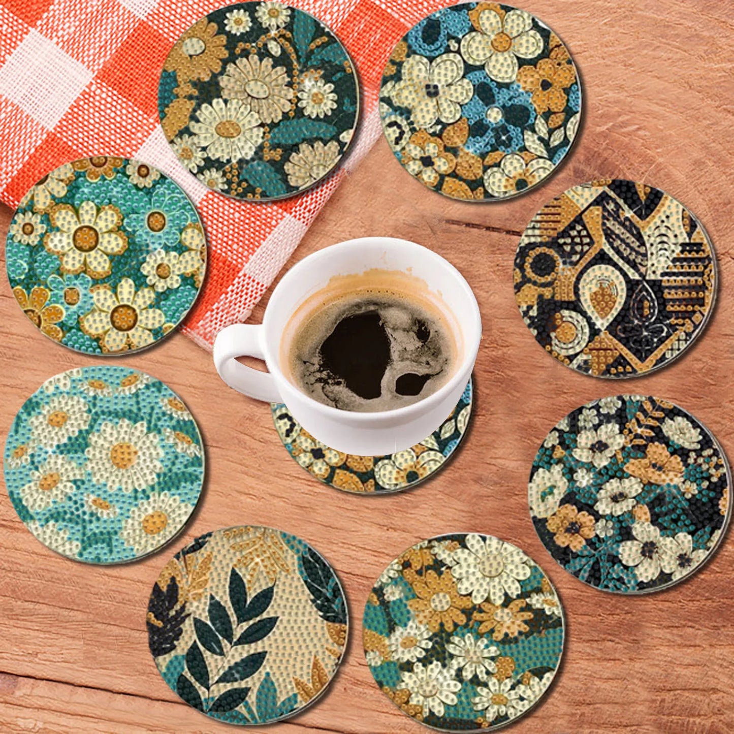 8st set mugg underlägg diamantmålning