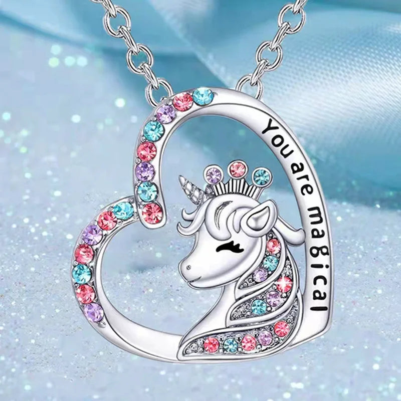Halsband barn hjärta med unicorn