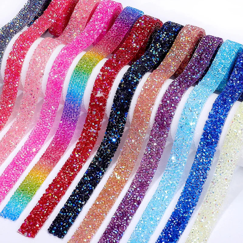 Rhinestone ribbon Hot fix