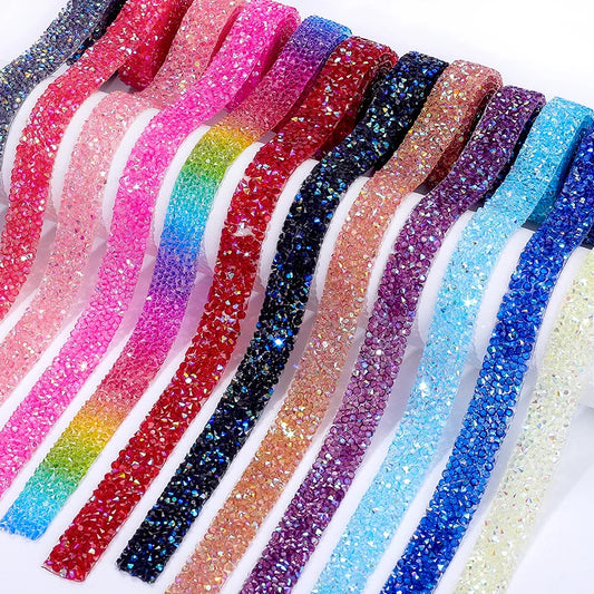 Rhinestone ribbon Hot fix