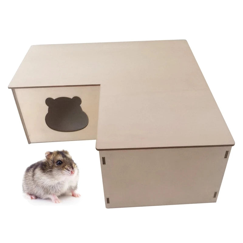 Trä hus med lock för hamster