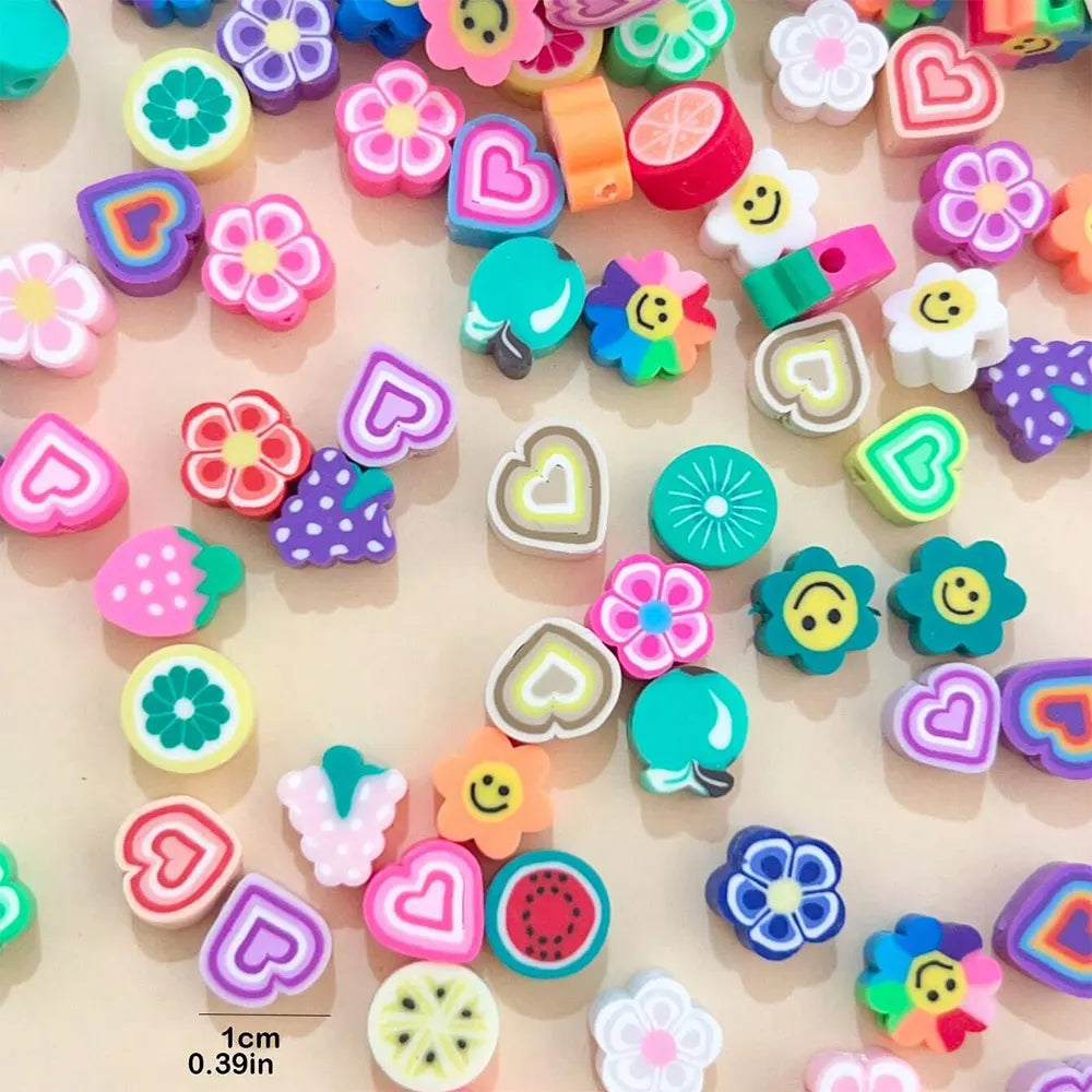 Beads polymer clay Fruits Flowers Hearts