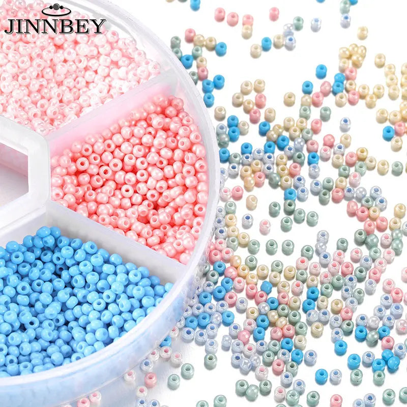 Bead boxes with seed beads in bright colors