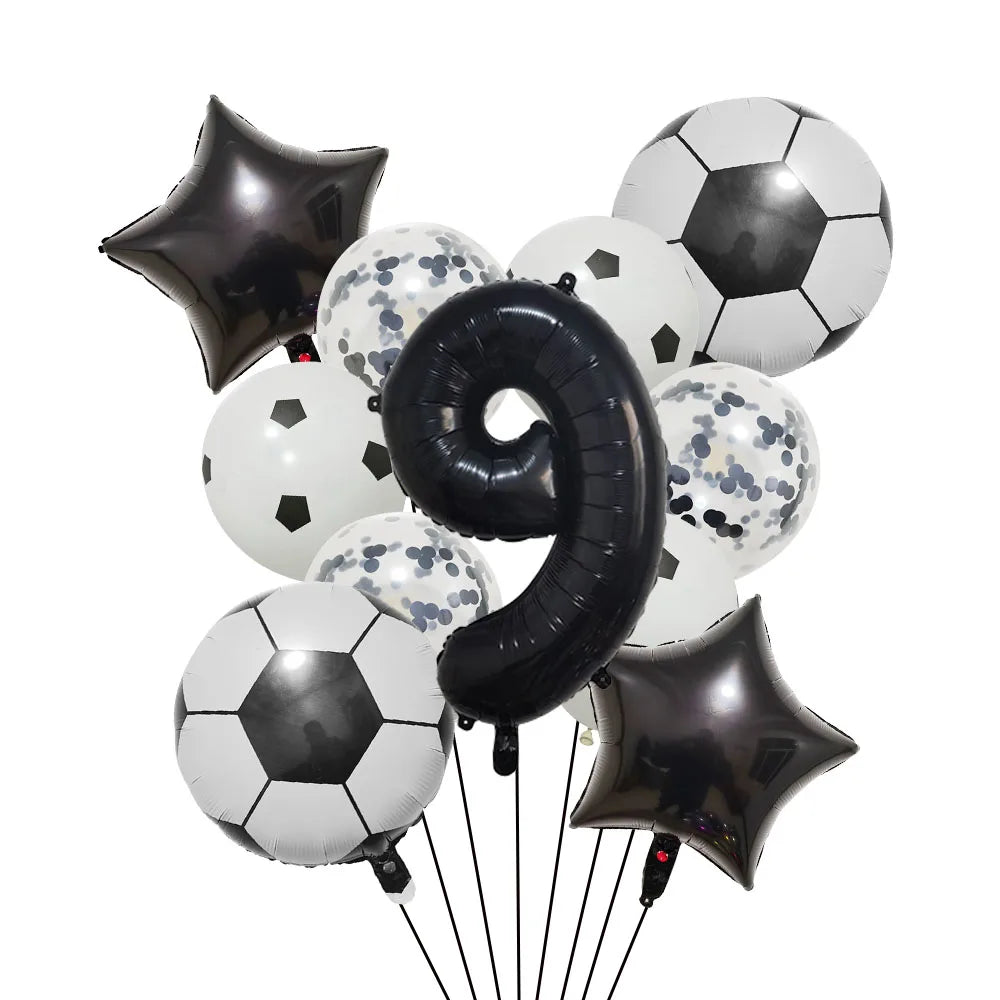 Ballong set med siffra och fotbolls motiv