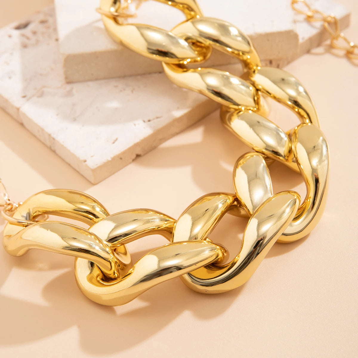 Large wide light gold acrylic chain