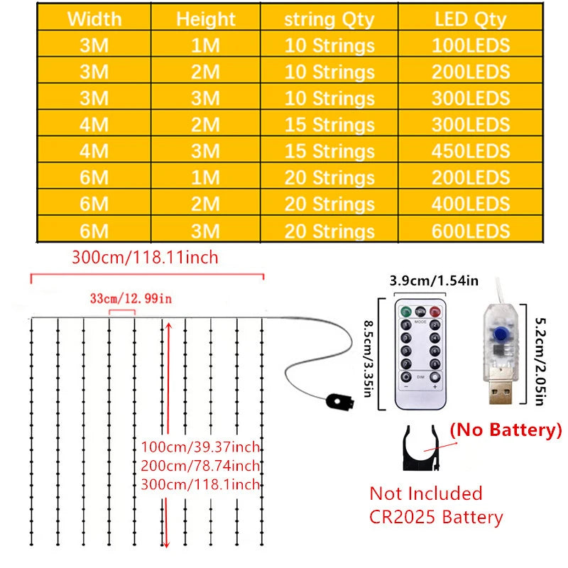 Curtain lighting LED USB