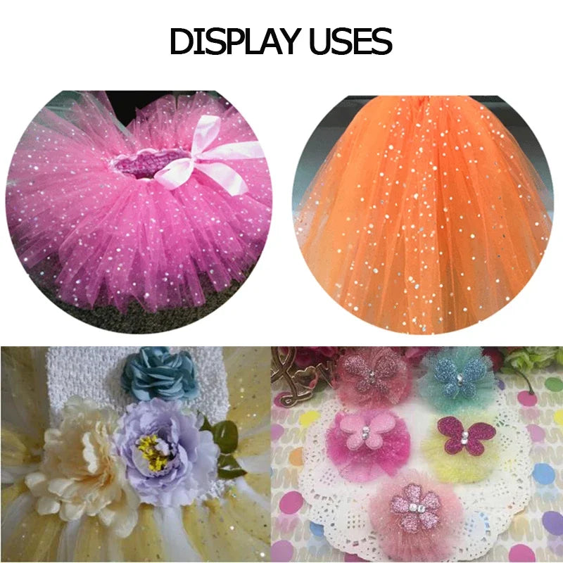 Tulle fabric with glitter sequins