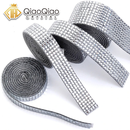 Rhinestone tape silver square rhinestone tiles