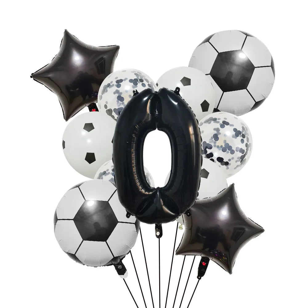 Ballong set med siffra och fotbolls motiv