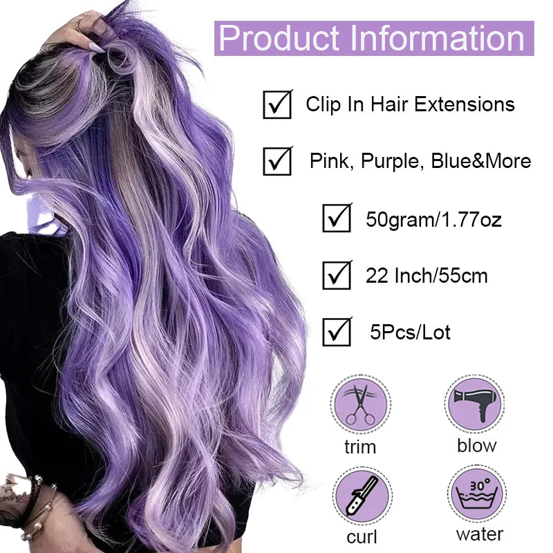 Hair extensions färgade slingor