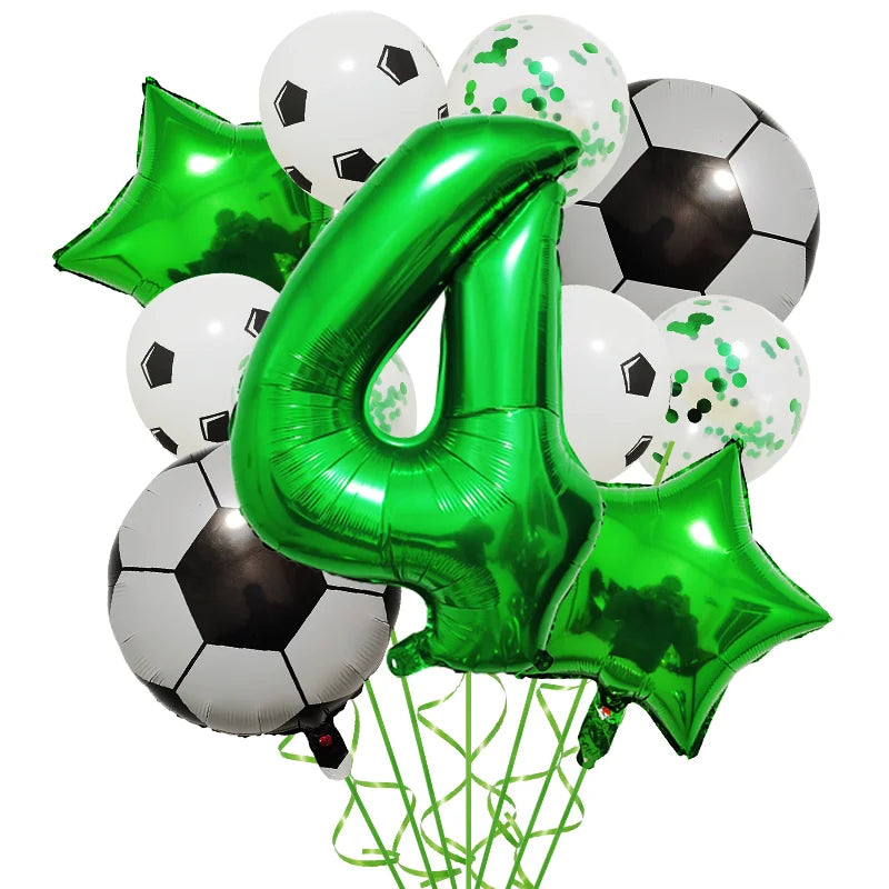Ballong set med siffra och fotbolls motiv
