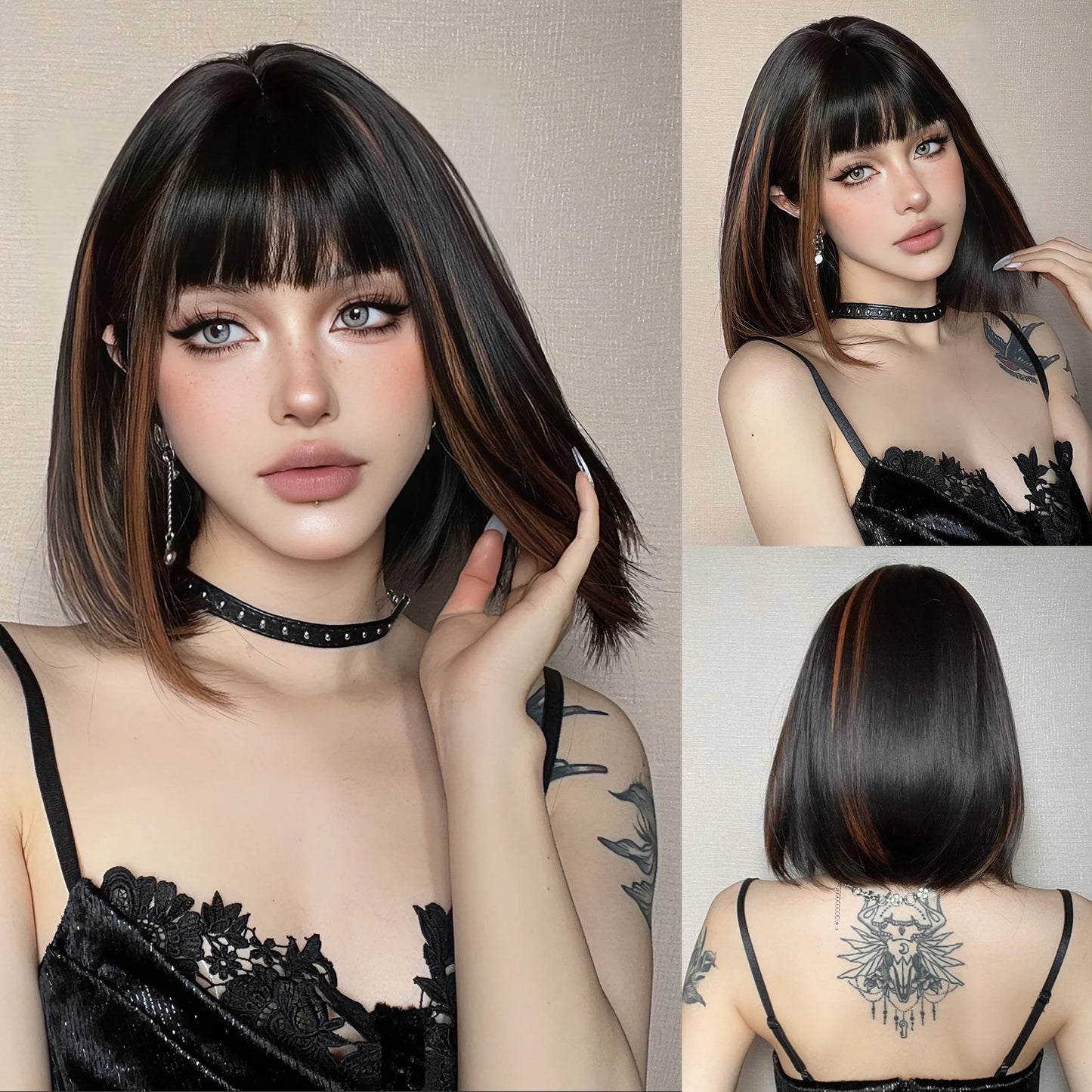 Wig Bob hairstyle in different colors