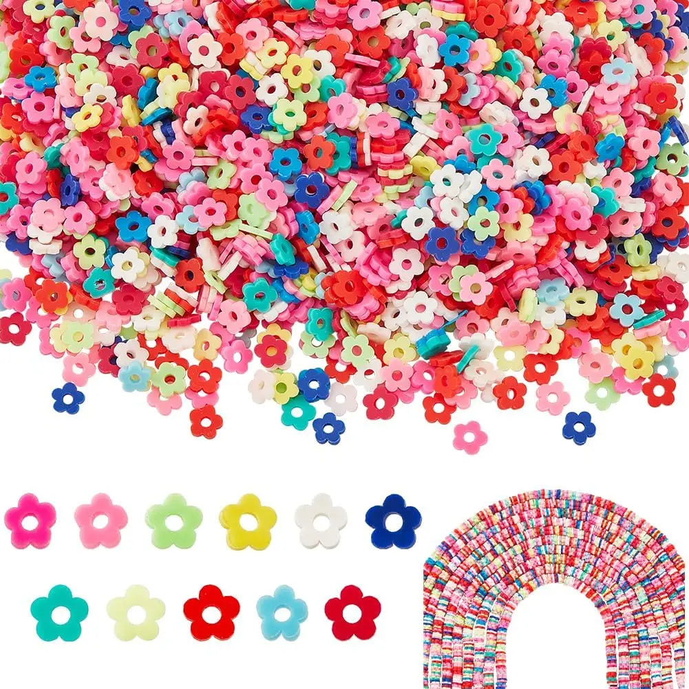 Large pack Heishi beads flower shaped mix color