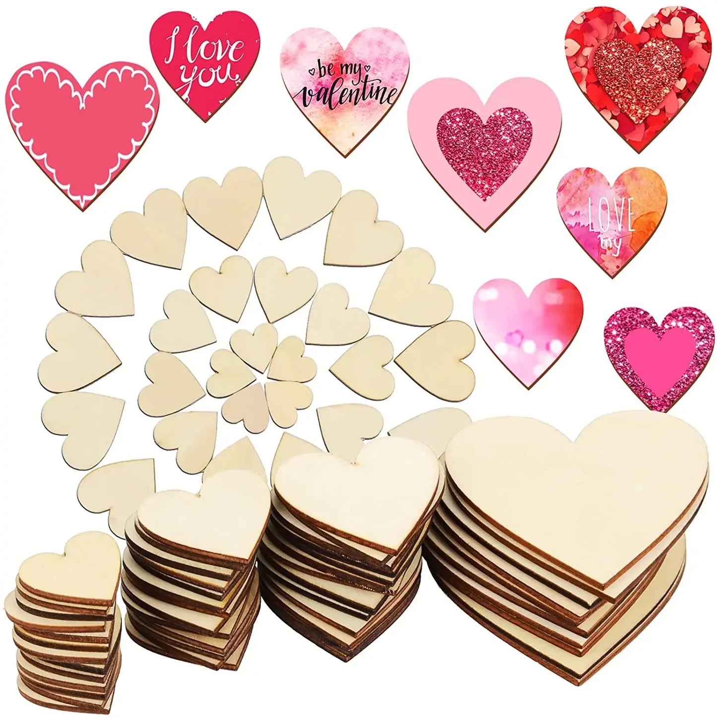 Wooden slices hearts