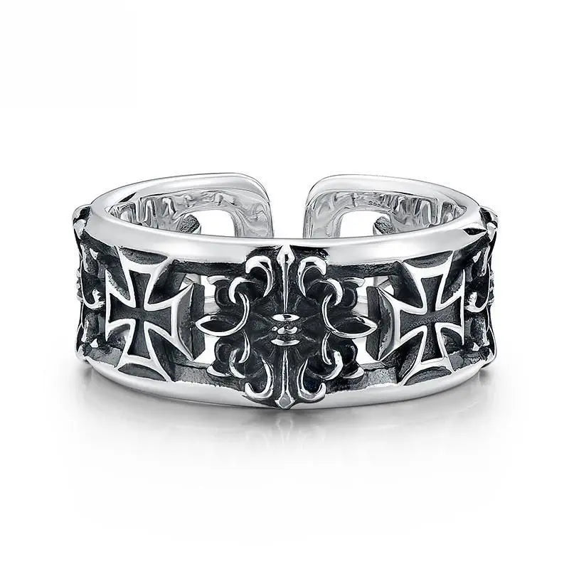 Ring för men silver med kors