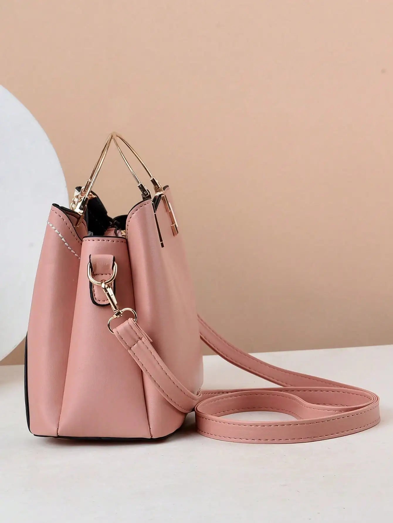 Fashion handväska rosa/vit
