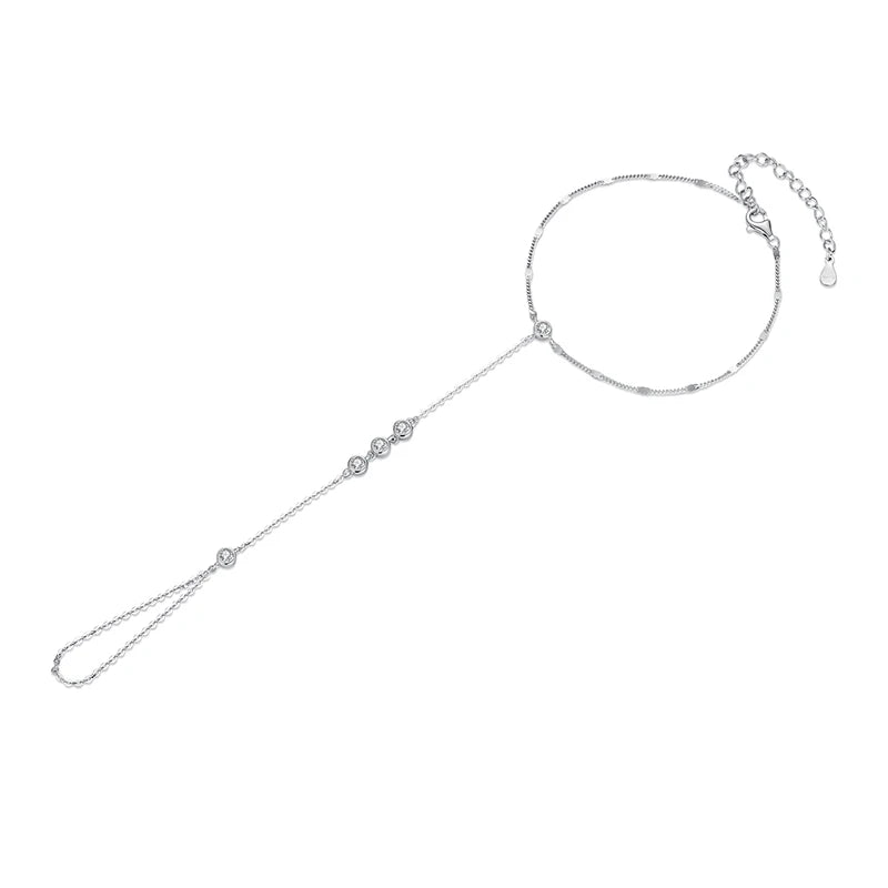 Armband smal kedja strass stenar i äkta silver