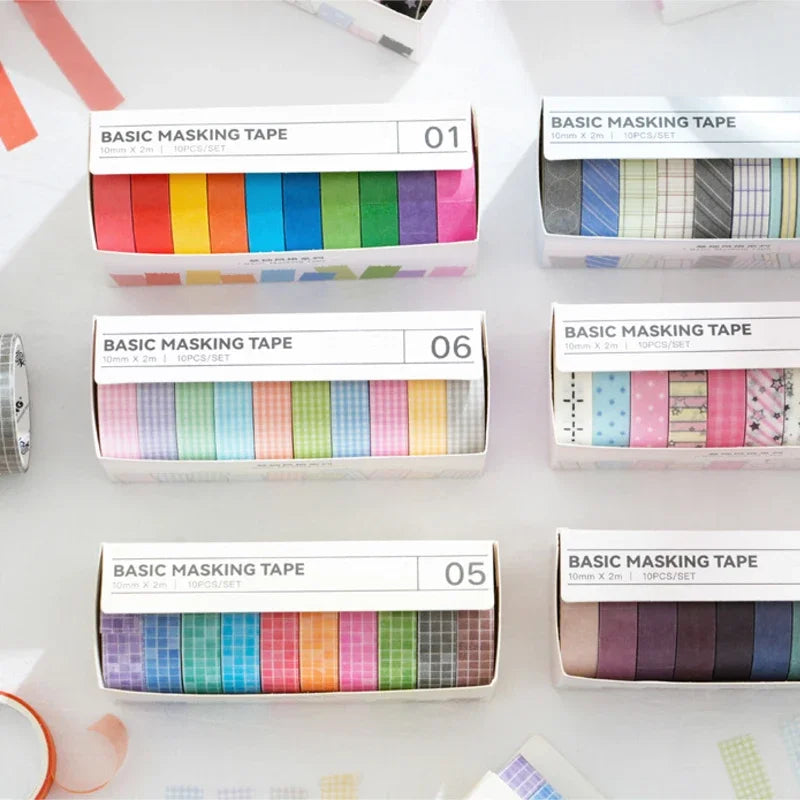 10-pack of paper tape in different colors