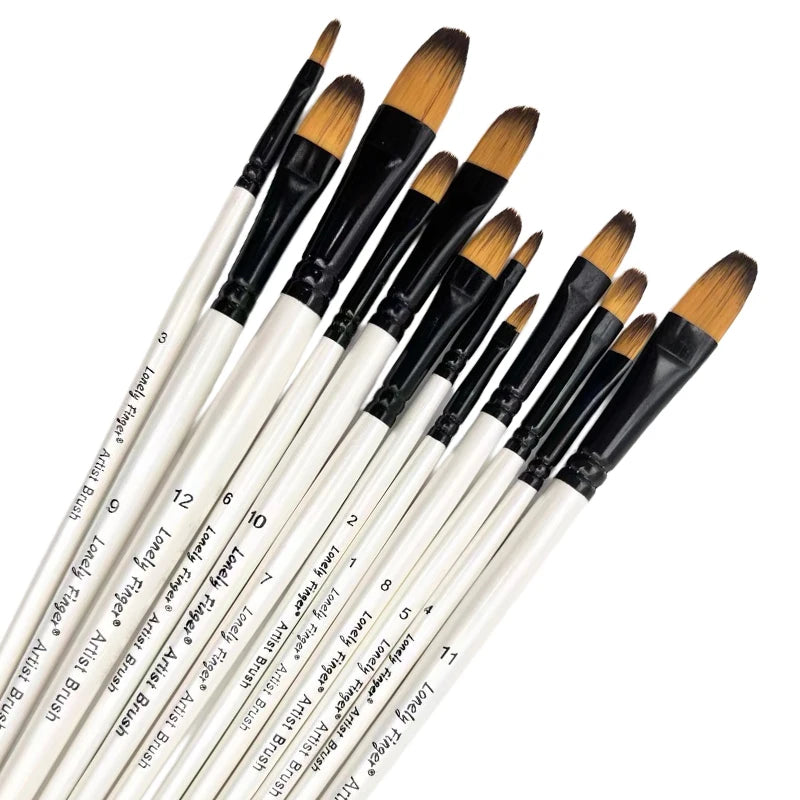 12pcs Professional Artist Painting Brushes Nylon Hair