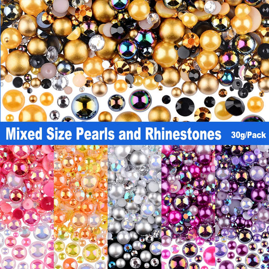 Halv runda pearl imitation mix pärlor