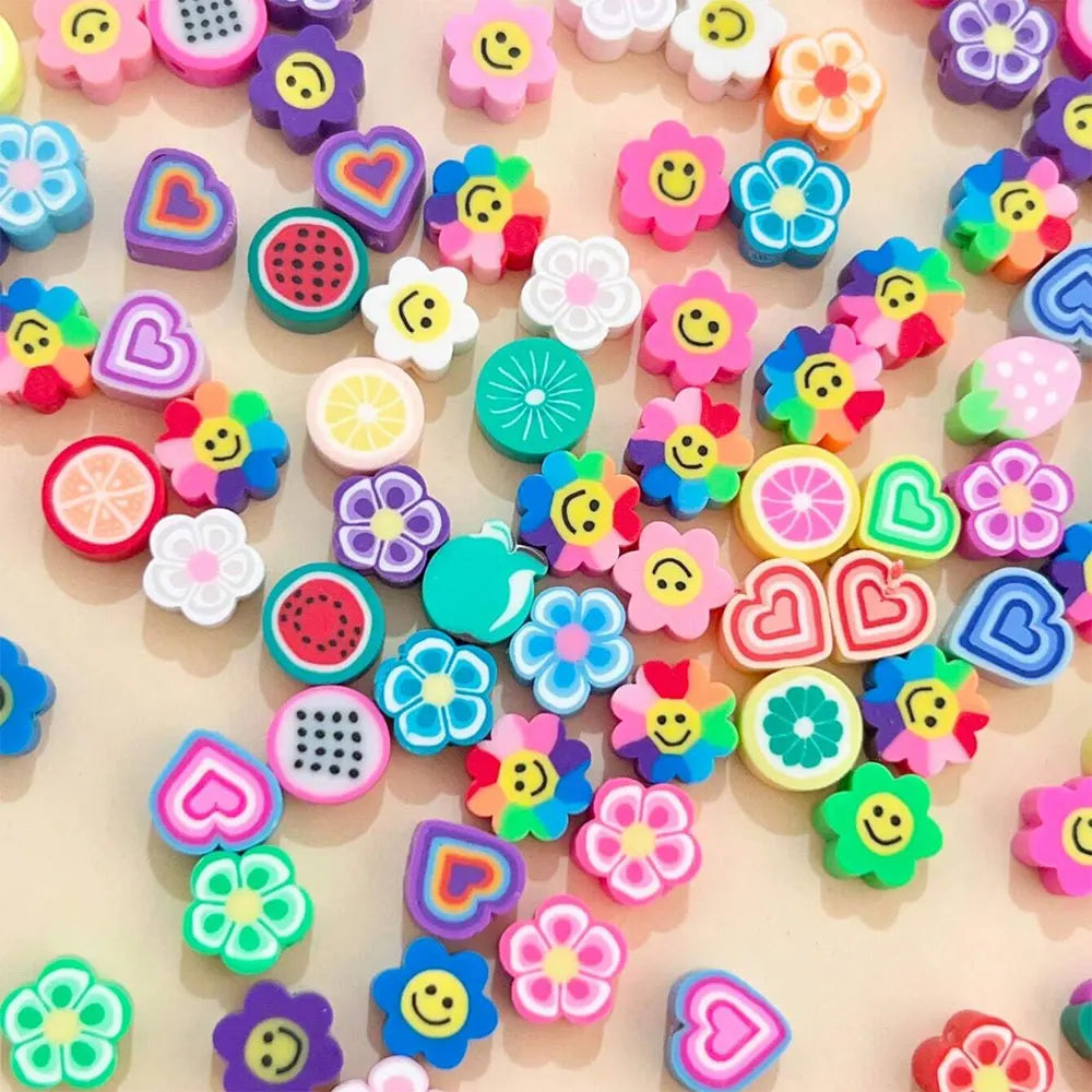Beads polymer clay Fruits Flowers Hearts