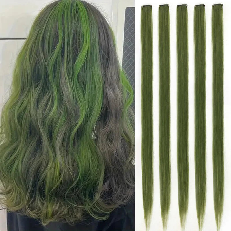 Hair extensions färgade slingor