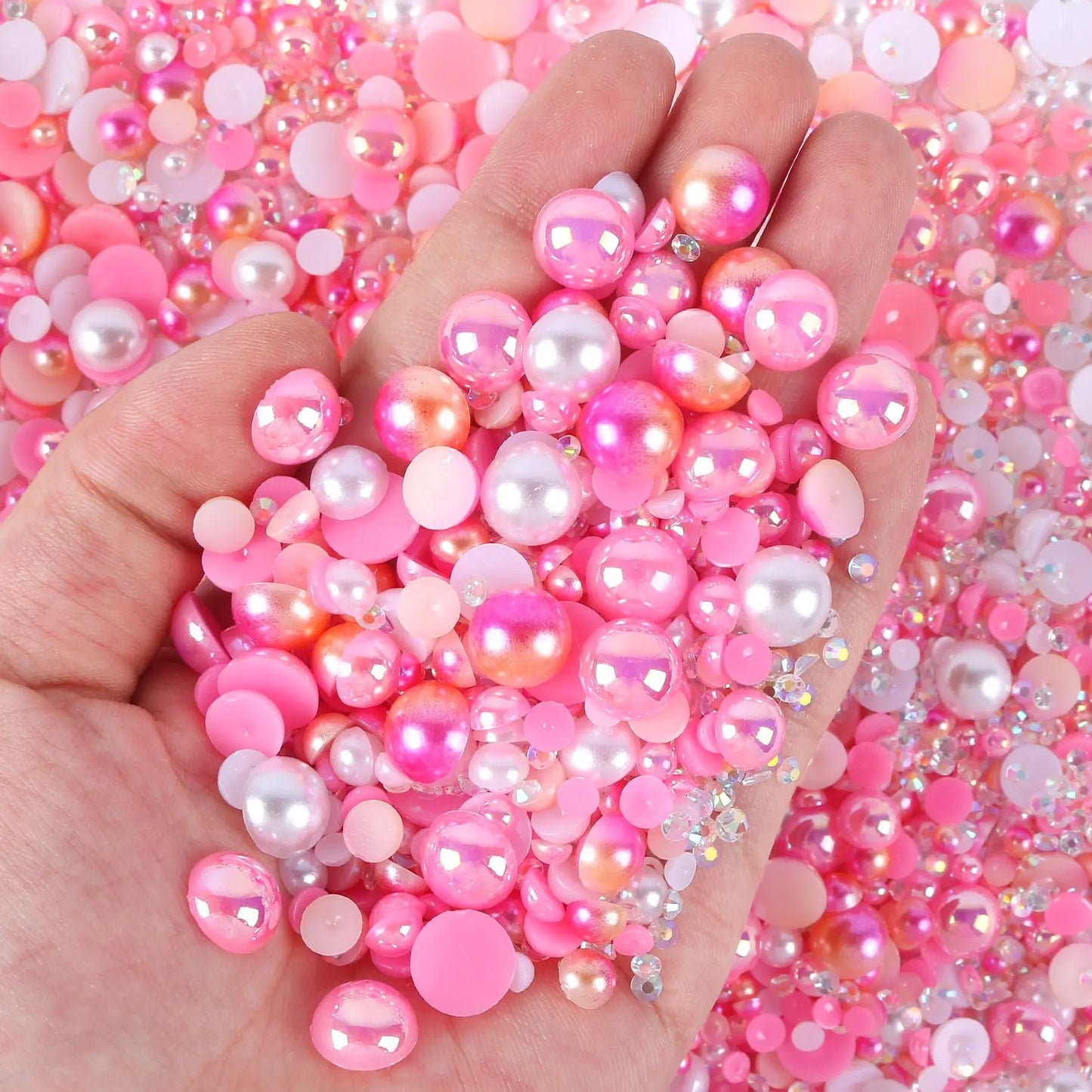 Halv runda pearl imitation mix pärlor