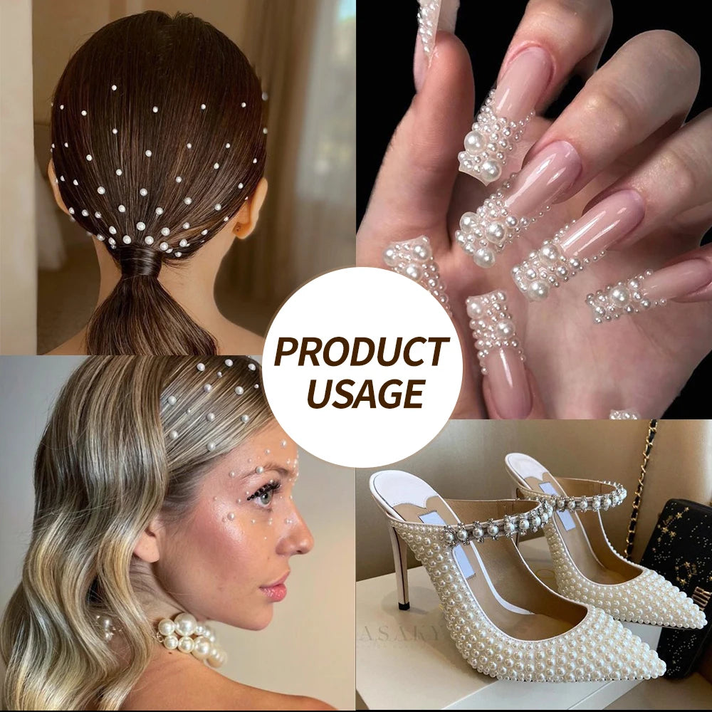Låda med små pearls eller strass stenar med verktyg