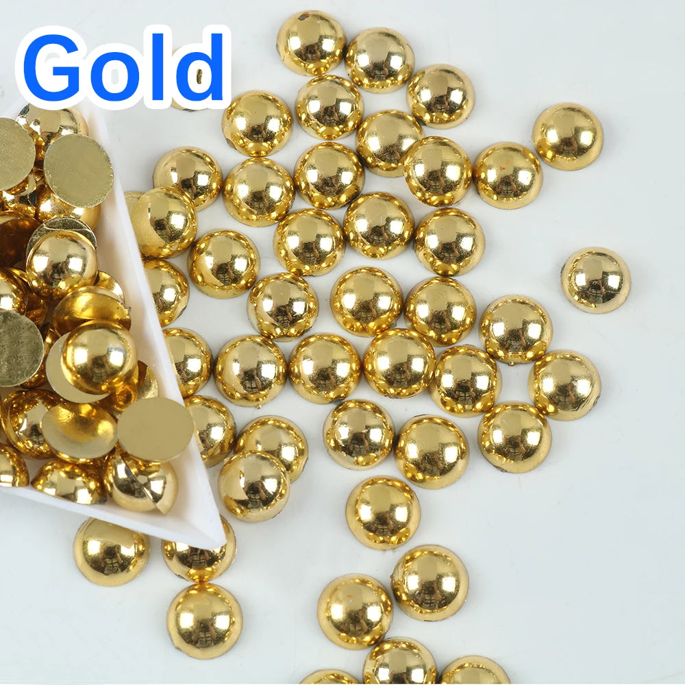 Halvrunda pärlor Guld färg