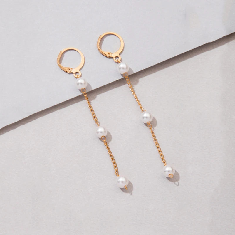 Matchande halsband och örhängen med kedja och pearls