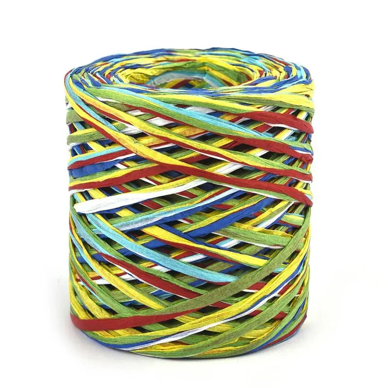 100M natural raffia paper yarn mixed colors