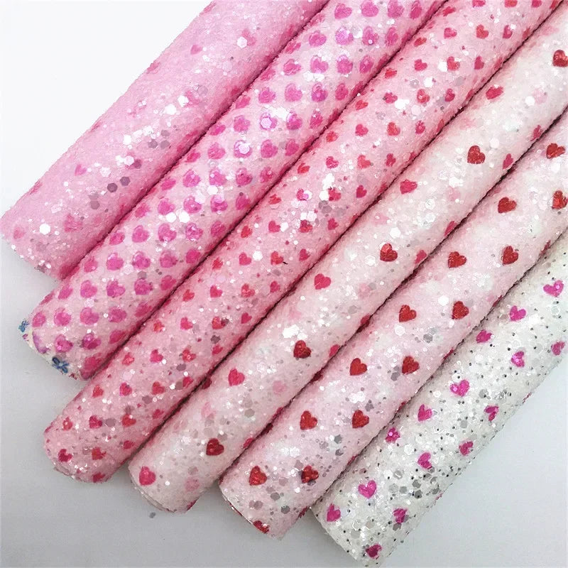 Leather fabric in pattern Pink
