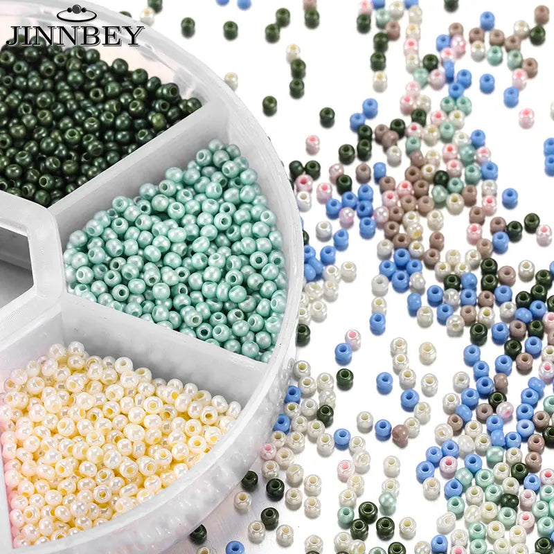 Bead boxes with seed beads in bright colors