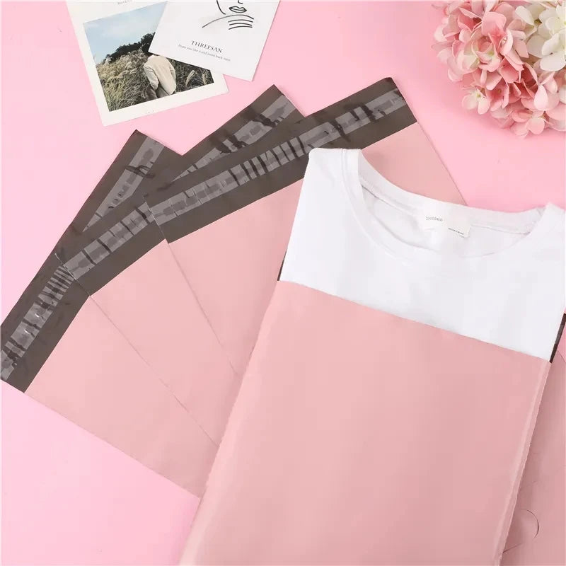 50pcs Shipping bags plastic Pink different sizes