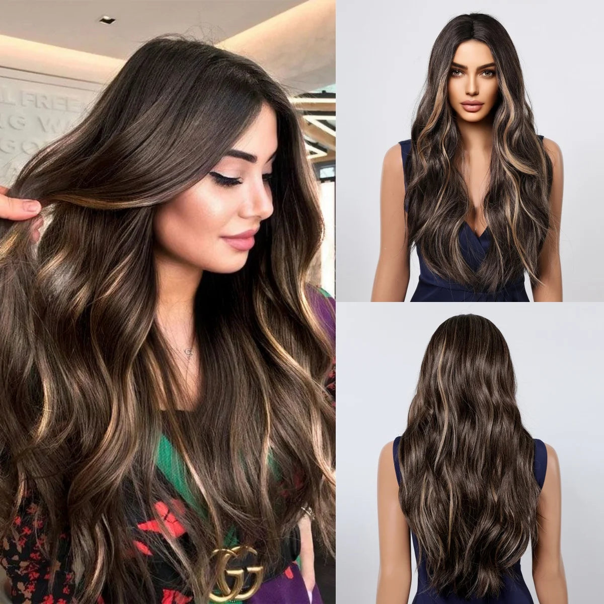 Wig long wavy hair with curls