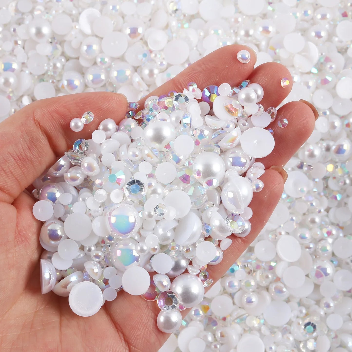 Halv runda pearl imitation mix pärlor