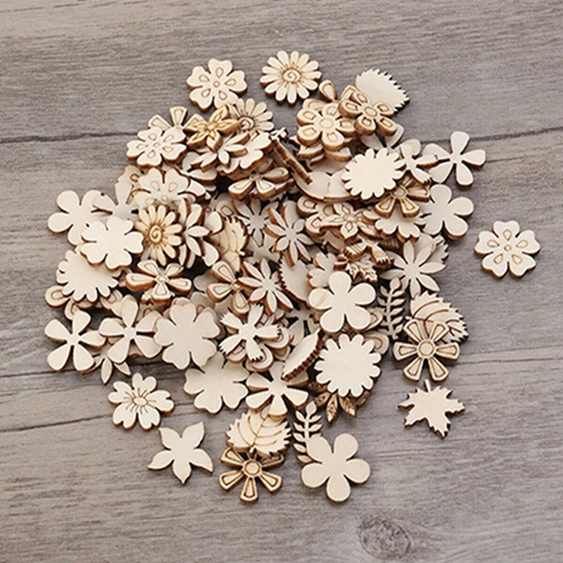 100-pack wooden flowers