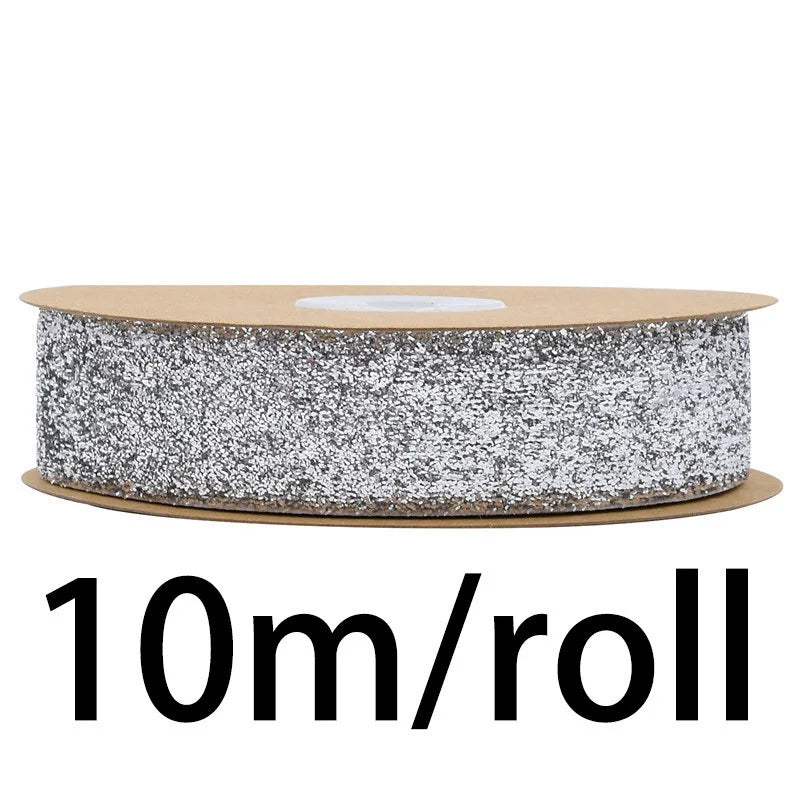 10M velvet ribbon with glitter