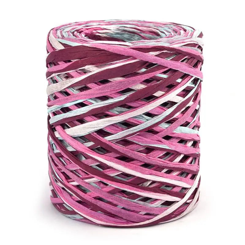100M natural raffia paper yarn mixed colors