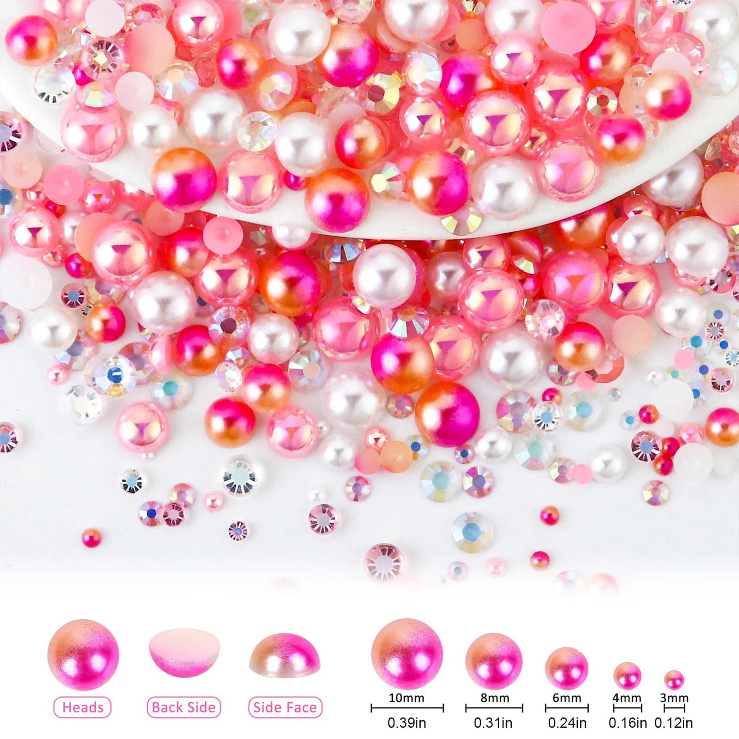 Halv runda pearl imitation mix pärlor