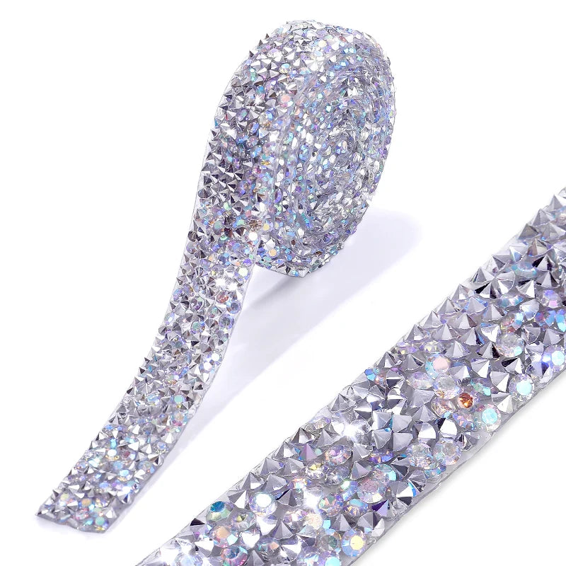 Rhinestone ribbon Hot fix