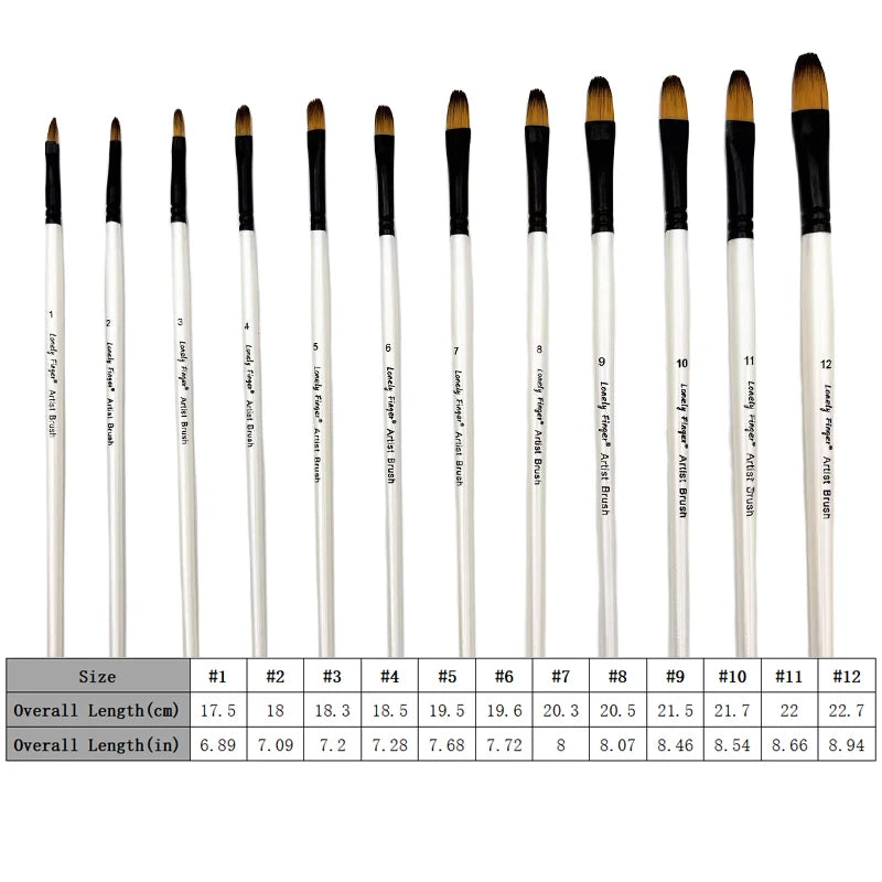12pcs Professional Artist Painting Brushes Nylon Hair